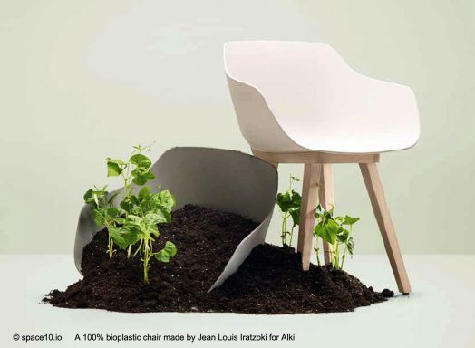 Kuskoa Bi is a 100 percent bioplastic chair made by Jean Louis Iratzoki for Alki